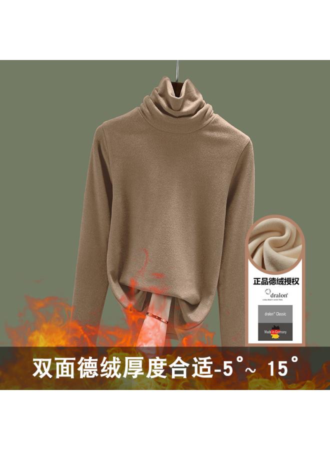 Bottoming Shirt Women's Pile Collar Autumn And Winter Long-sleeved Women's T-shirt Double-sided Fleece-lined Fleece Warm Top