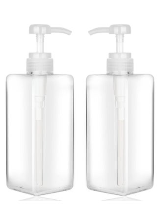Pump Bottle Dispenser Refillable Square Plastic Empty Lotion Soap for Essential Oil Shampoo Bathroom Kitchen Travel 650ml 2PCS - pzsku/ZC57148AA7079EF334A88Z/45/_/1678346647/69f86f3d-28b1-4cda-af7b-707a9946031b