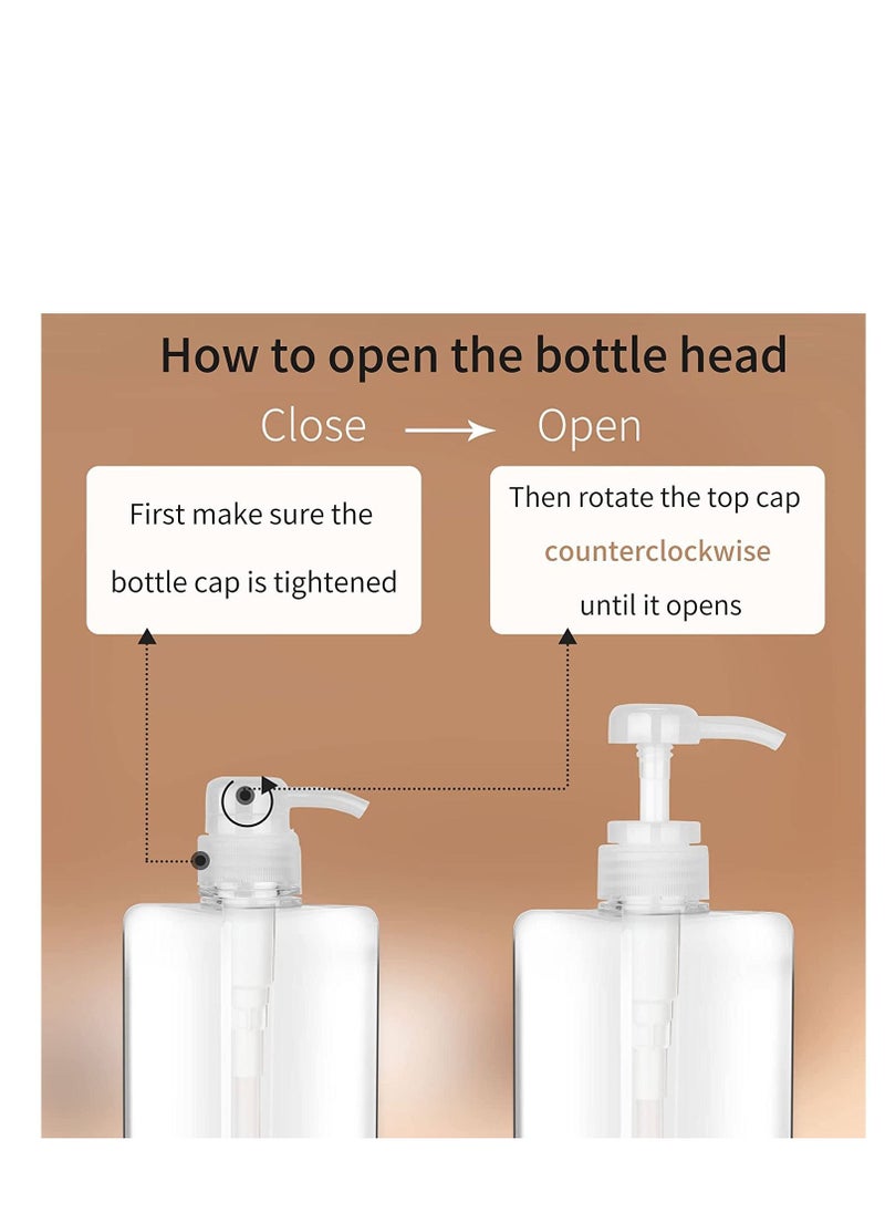 Pump Bottle Dispenser Refillable Square Plastic Empty Lotion Soap for Essential Oil Shampoo Bathroom Kitchen Travel 650ml 2PCS