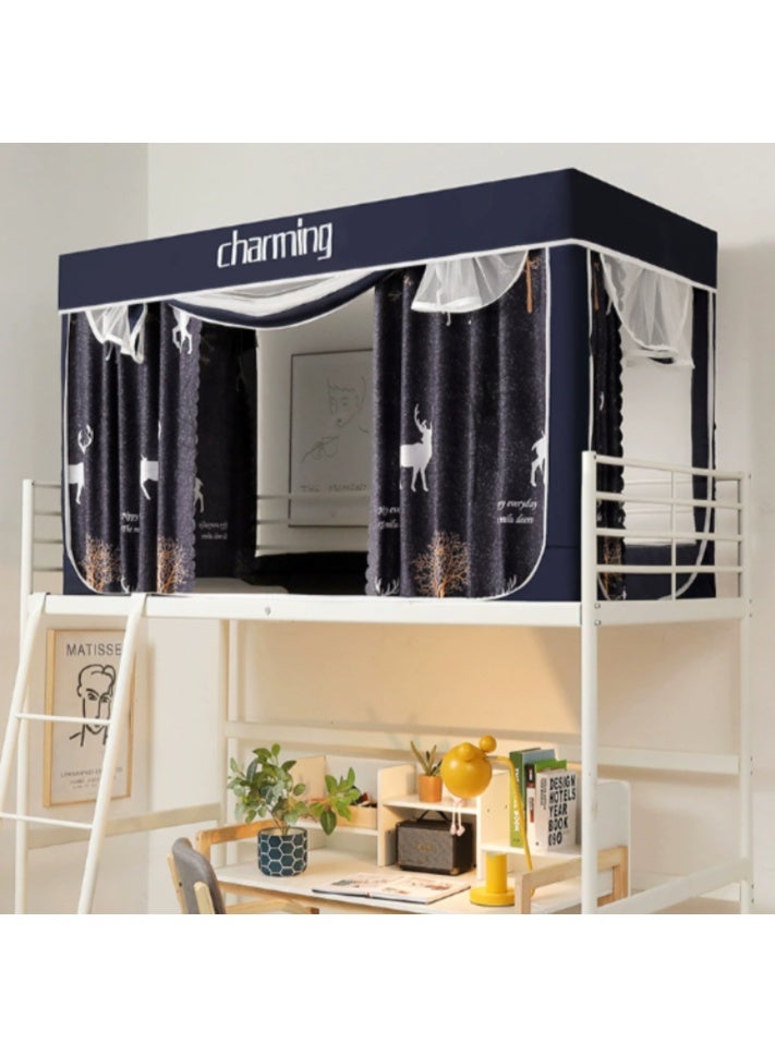 Arabest خيمة سرير مظلة ستارة ستارة تعتيم خيمة سرير مفرد ستارة قماش تظليل للطلاب مظلة سرير شبكة ناموسية حماية خصوصية النوم للطلاب - Image 1