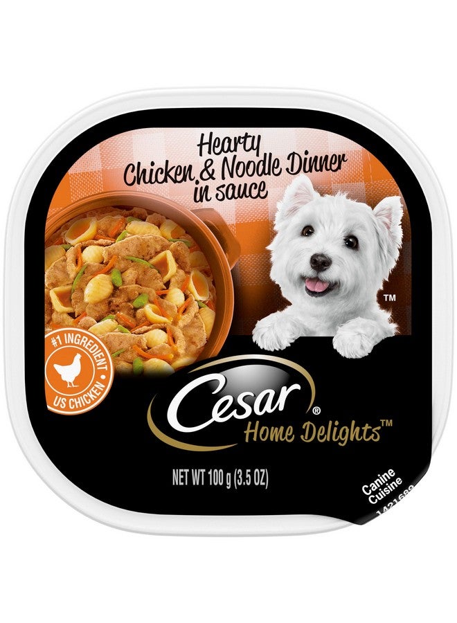 CESAR HOME DELIGHTS Adult Wet Dog Food Hearty Chicken & Noodle Dinner in Sauce, 3.5 oz. Easy Peel Trays, Pack of 24 - Image 1