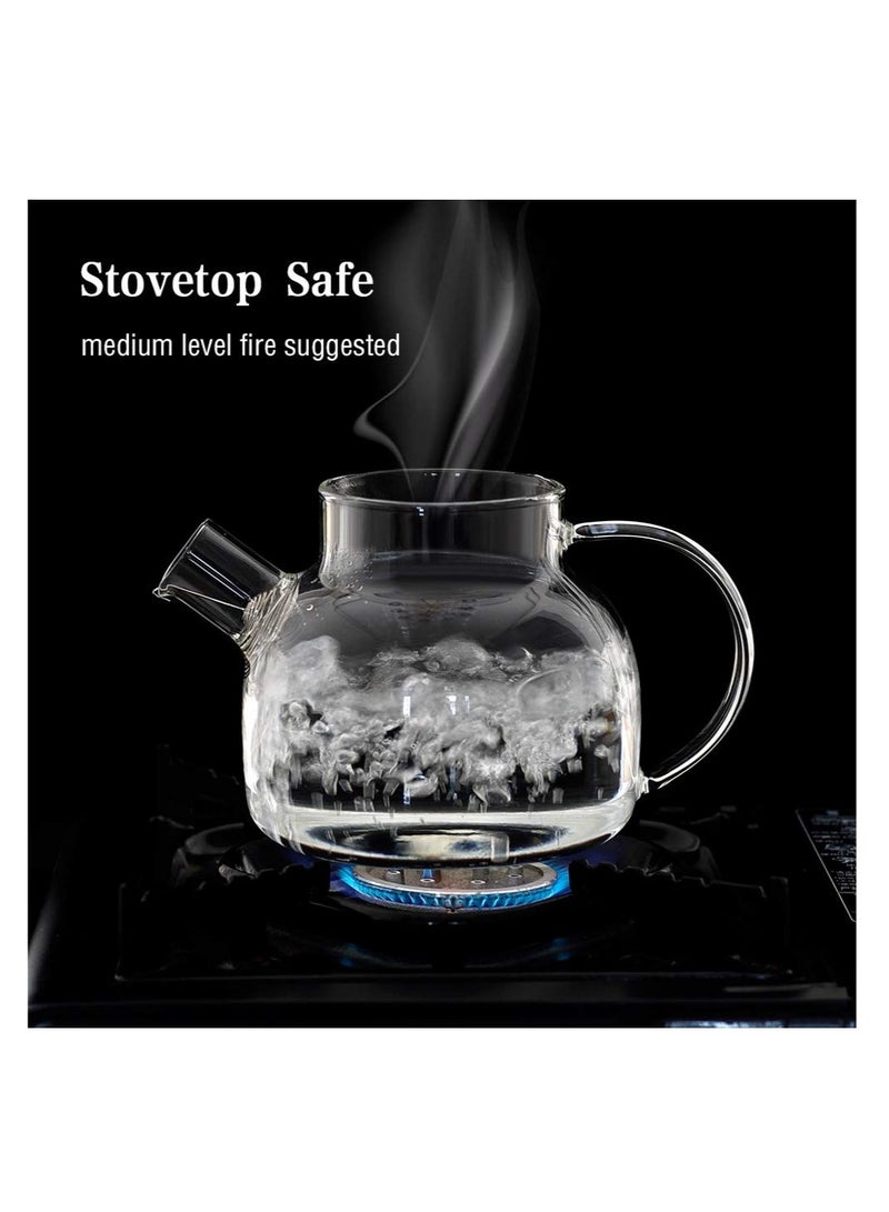 Glass Teapot Stovetop Safe,30.4oz Clear Teapots with Removable Filter Spout,Teapot for Loose Leaf and Blooming Tea - Image 3