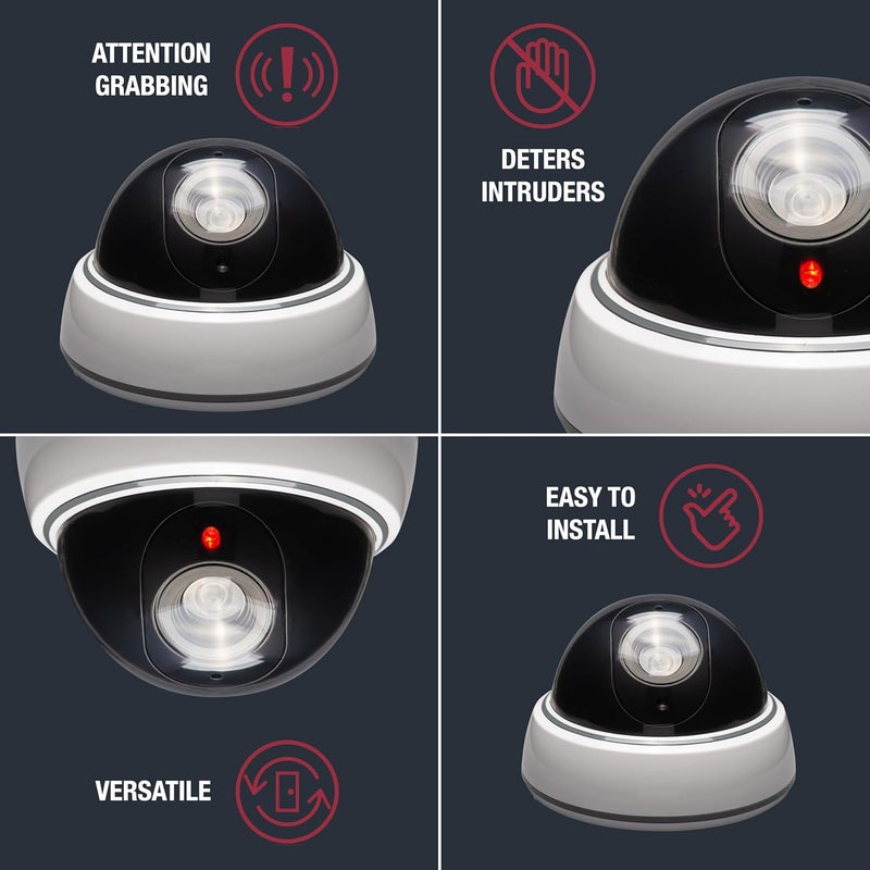 sabre Fake Dome Security Camera, Flashing Red Light For Nighttime Visibility, Realistic Design Deters Intruders, Battery Operated, No Wiring Required, Fake Dummy Camera, White - Image 2