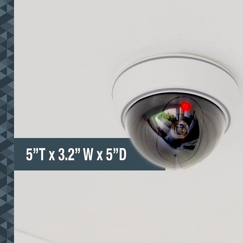 sabre Fake Dome Security Camera, Flashing Red Light For Nighttime Visibility, Realistic Design Deters Intruders, Battery Operated, No Wiring Required, Fake Dummy Camera, White - Image 4