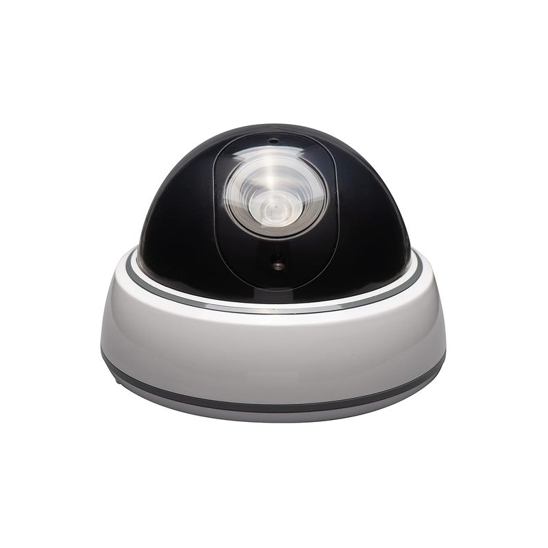sabre Fake Dome Security Camera, Flashing Red Light For Nighttime Visibility, Realistic Design Deters Intruders, Battery Operated, No Wiring Required, Fake Dummy Camera, White - Image 1