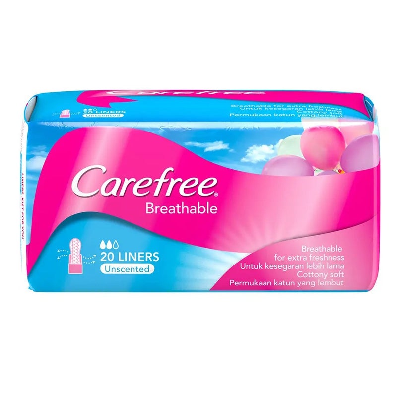 Carefree Breathable Pantyliner Unscented- 20 Pcs