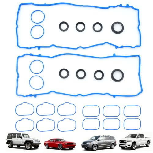 KERAIDMOTO 3.6L Valve Cover Intake Manifold Gasket Set Compatible with Jeep Dodge Chrysler 200 300 Wrangler Cherokee Journey Challenger Charger Durango Ram 1500 ProMaster 3.6 V6 2011-2020 VS50805R 5184596AE - Image 1