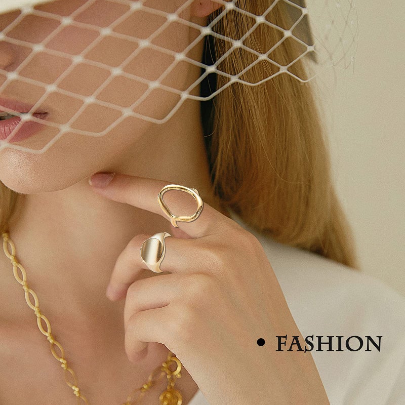 MOROYA 10PCS Gold Dome Chunky Rings for Women 18K Gold Plated Braided Twisted Round Signet Rings Adjustable Open Ring Band Statement Jewelry Size 7-9 - Image 2