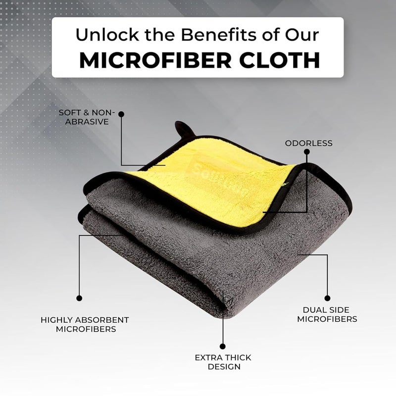 Solitude Microfiber Cleaning Towel Cloth 40 x 40 cms, 400 GSM Highly Absorbent Dust Lint Free Multipurpose Towels for All Vehicles Bike, Car, Glass Detailing, Cleaning, Washing - Image 3