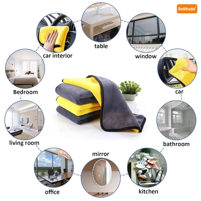 Solitude Microfiber Cleaning Towel Cloth 40 x 40 cms, 400 GSM Highly Absorbent Dust Lint Free Multipurpose Towels for All Vehicles Bike, Car, Glass Detailing, Cleaning, Washing - Image 5