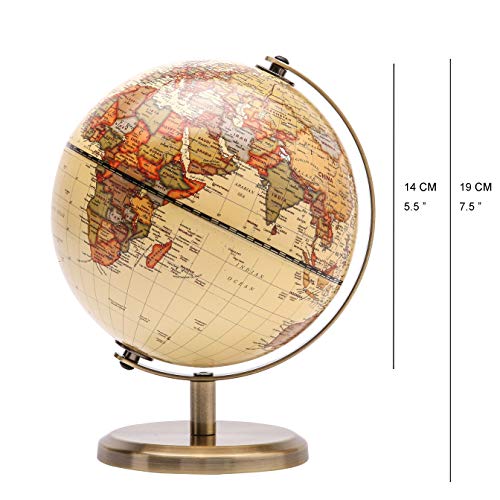 Exerz Antique Globe Dia 5.5-inch Mini Globe - English Map - Modern Map in Vintage Color - Image 2