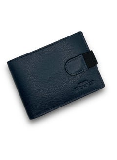 MARIO DRAFTS Men's Leather Bifold Wallet with Credit Card Slots, Navy  - Image 2