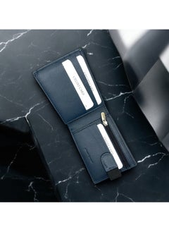MARIO DRAFTS Men's Leather Bifold Wallet with Credit Card Slots, Navy  - Image 5