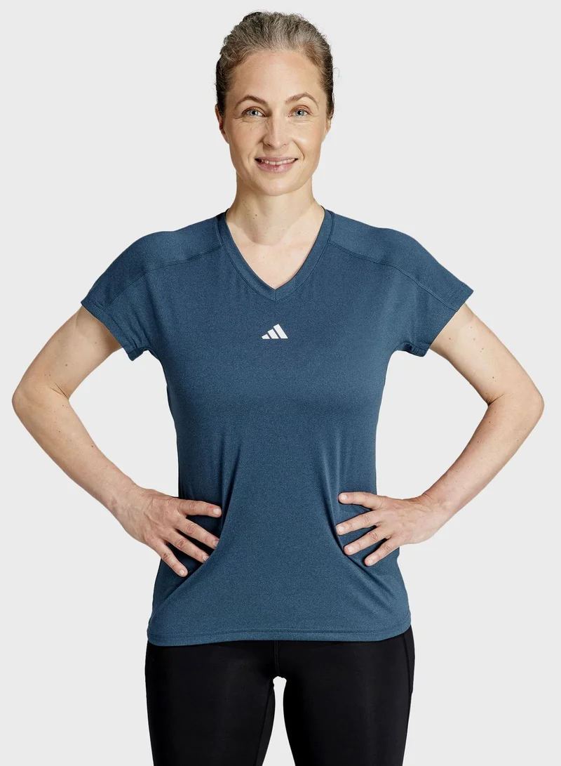Adidas Aeroready Train Essentials Minimal Branding V-Neck T-Shirt