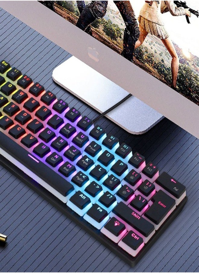 Beauenty - 60% Wired Gaming Mechanical Keyboard, Pudding Keycaps with Translucent Layer,RGB Ultra-Compact Mini Keyboard, Waterproof Small 61 Keys Keyboard for Office/Gaming Win/Mac/Linux OS Black - Image 1