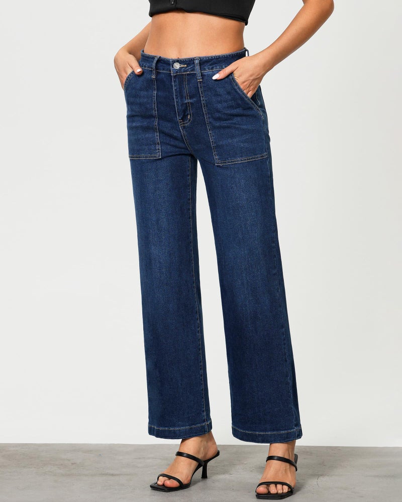 GRAPENT High Waist Loose Jeans for Women Baggy Jeans for Women Dark Blue Size Large US 12 to 14 - Image 4