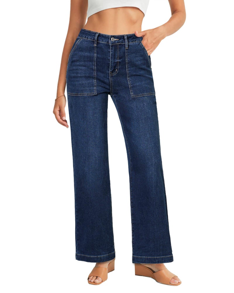 GRAPENT High Waist Loose Jeans for Women Baggy Jeans for Women Dark Blue Size Large US 12 to 14 - Image 1