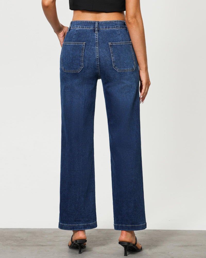 GRAPENT High Waist Loose Jeans for Women Baggy Jeans for Women Dark Blue Size Large US 12 to 14 - Image 3