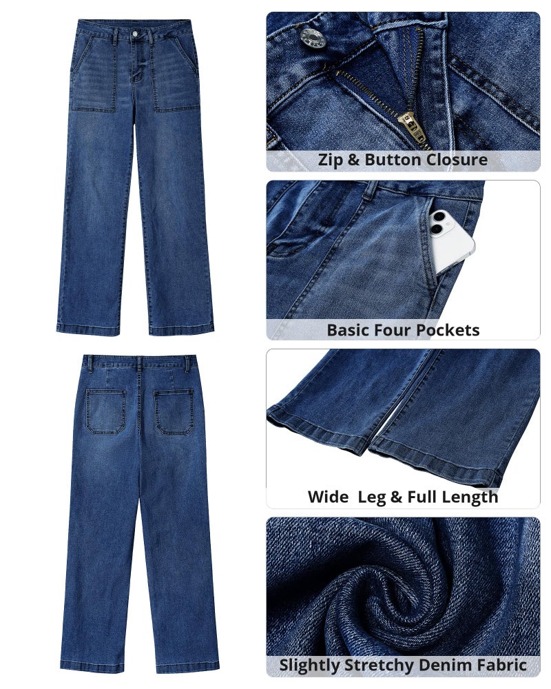 GRAPENT High Waist Loose Jeans for Women Baggy Jeans for Women Dark Blue Size Large US 12 to 14 - Image 5