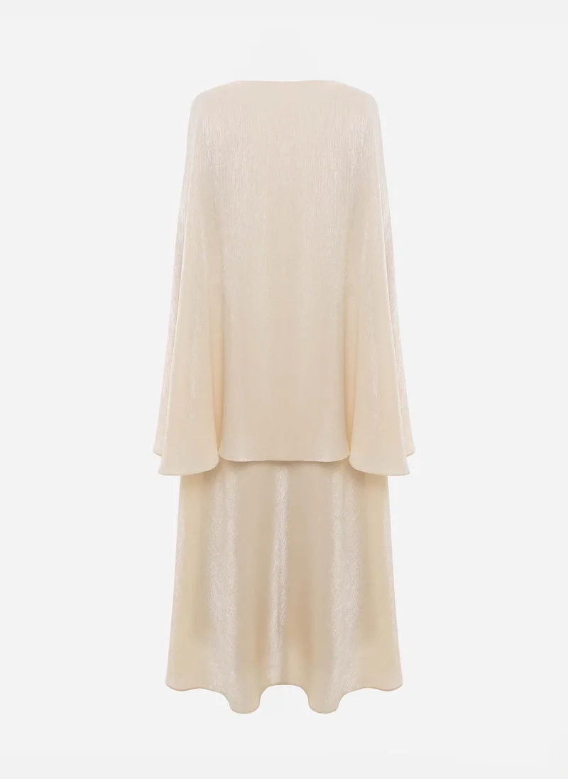Lichi  Textured maxi dress with a cape and rhinestone decor for Women | Best Price UAE