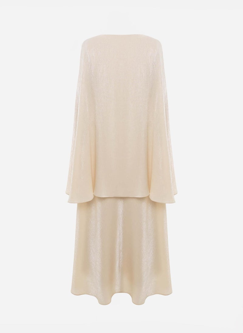 Lichi Textured maxi dress with a cape and rhinestone decor - Image 5