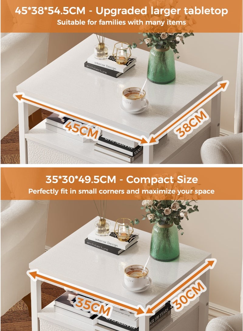 Stubborn Bedside Table, Nightstand with 2 Fabric Drawers, and 1 Open Shelf, Wooden Top and Metal Frame, Side Table for Living Room and Bedroom, 3 Tier Bedside Nightstand - Image 5