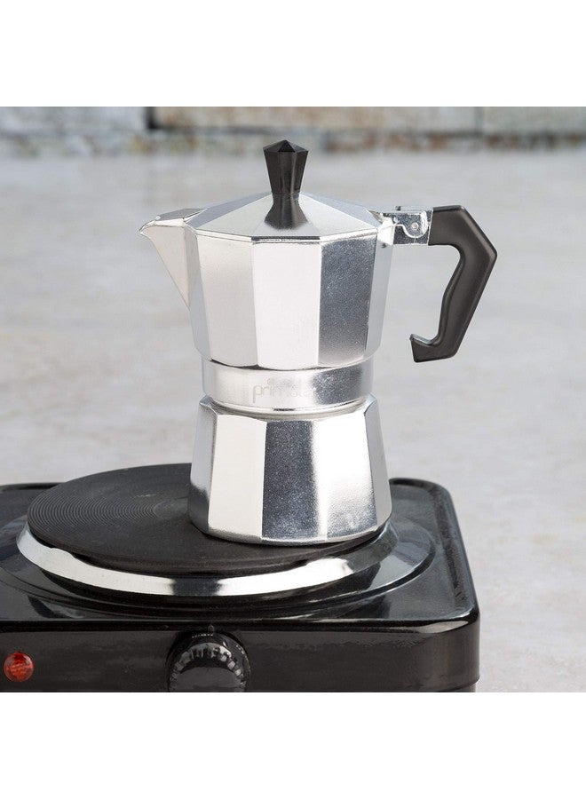 Primula Classic Stovetop Espresso and Coffee Maker, Moka Pot for Italian and Cuban Café Brewing, Greca Coffee Maker, Cafeteras, 3 Espresso Cups, Silver - Image 4