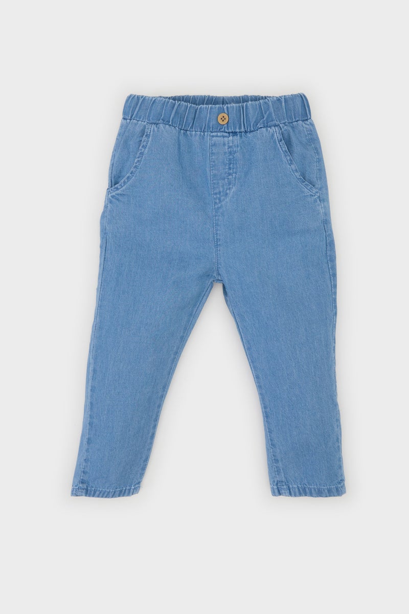 DeFacto Beige BabyBoy Baby Boy Patterned Flam Poplin Shirt Jeans 2 Piece Set Casual - Image 2