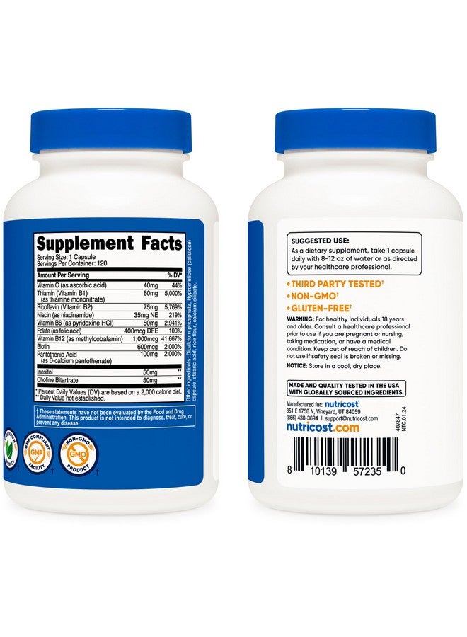 Nutricost High Potency Vitamin B Complex 462mg, 120 Capsules - with Vitamin C - Energy Complex - Image 4
