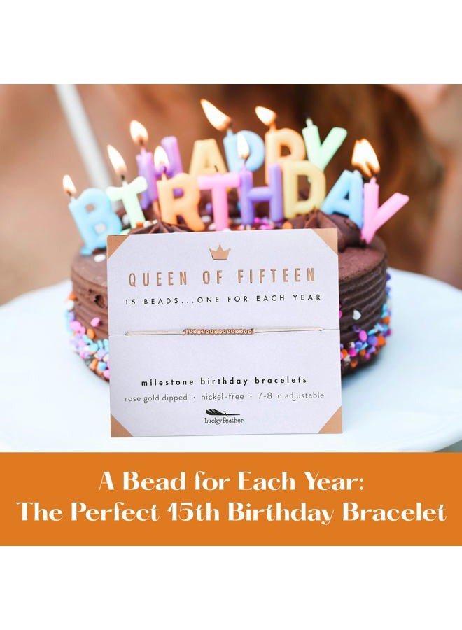 Lucky Feather 15 year old girl gifts | Milestone 15th birthday Bracelet 14K Gold, Rose Gold, or Silver Dipped Beads | Trendy gifts for 15 year old girl | quinceañera 15th birthday gifts for teen girls - Image 3