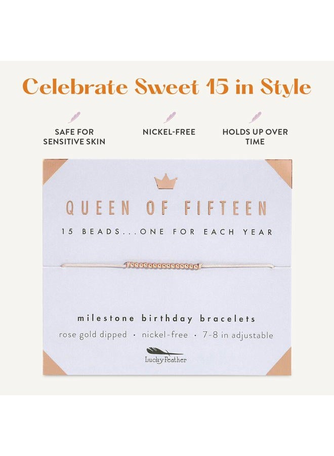 Lucky Feather 15 year old girl gifts | Milestone 15th birthday Bracelet 14K Gold, Rose Gold, or Silver Dipped Beads | Trendy gifts for 15 year old girl | quinceañera 15th birthday gifts for teen girls - Image 4