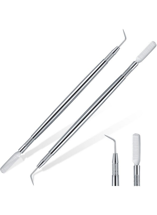 Chumia - 2 Pieces Eyelash Lift Perm Tool Lash Separator Tint Tool Stainless Steel Metal Lash Lift Rods Tool For Eyelash Eyebrow Perming Tinting Curling Extensions Supplies (Silverbrush) - Image 1