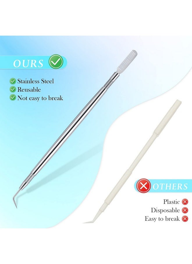 Chumia - 2 Pieces Eyelash Lift Perm Tool Lash Separator Tint Tool Stainless Steel Metal Lash Lift Rods Tool For Eyelash Eyebrow Perming Tinting Curling Extensions Supplies (Silverbrush) - Image 1