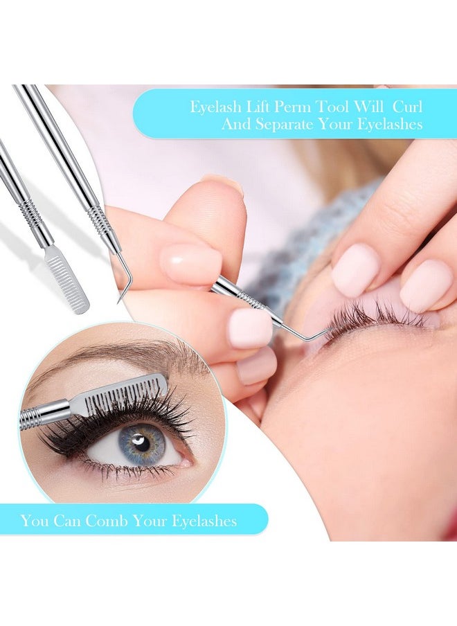 Chumia - 2 Pieces Eyelash Lift Perm Tool Lash Separator Tint Tool Stainless Steel Metal Lash Lift Rods Tool For Eyelash Eyebrow Perming Tinting Curling Extensions Supplies (Silverbrush) - Image 1
