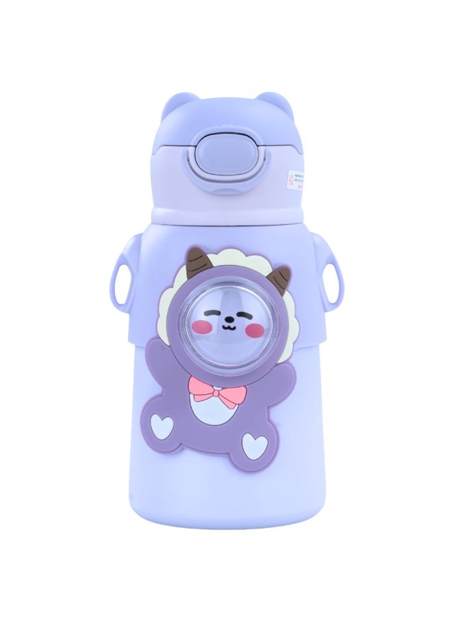 Twisoo Stainless Steel Kids Water Bottle – Leak Proof & Vacuum Insulated with Straw (520ml, Purple) - Image 1