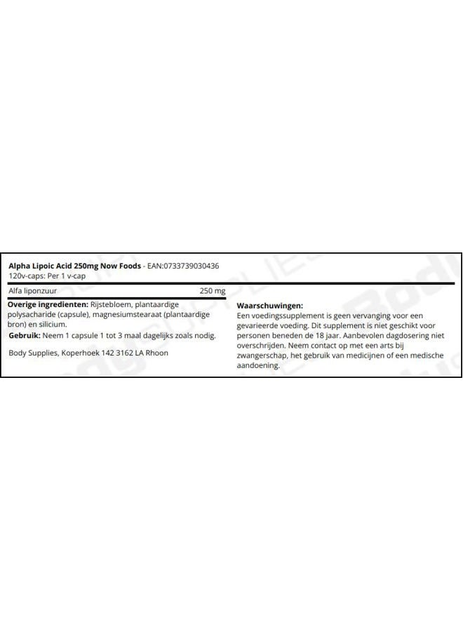 now Foods Alpha Lipoic Acid 250mg (360 High Potency Vcaps) - Image 3
