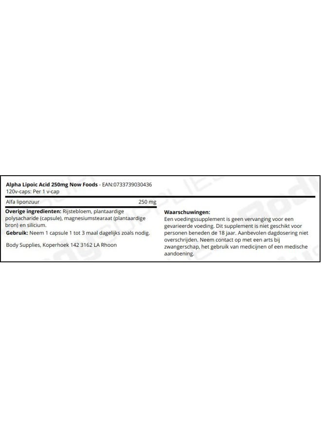 now Foods Alpha Lipoic Acid 250mg (360 High Potency Vcaps) - Image 4