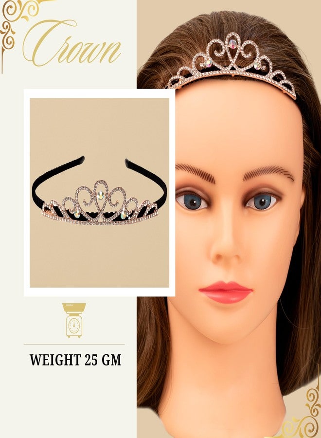 رابيدز فلو ربطات شعر رابيدز فلو كراون من الفولاذ المقوى مرصعة بالأحجار للبنات والأطفال (07) ذهبي - Image 2