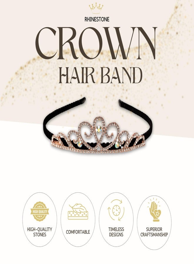رابيدز فلو ربطات شعر رابيدز فلو كراون من الفولاذ المقوى مرصعة بالأحجار للبنات والأطفال (07) ذهبي - Image 3