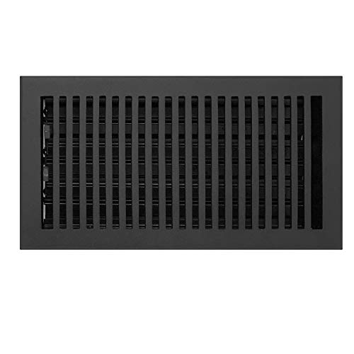 Madelyn Carter Contemporary Vent Cover, Solid Cast Aluminum Interior, Controls Air Flow, 6 x 14 inches (Overall Face: 7.25 x 15.5 inches), Matte Black - Image 1