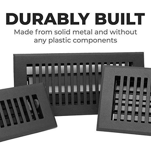 Madelyn Carter Contemporary Vent Cover, Solid Cast Aluminum Interior, Controls Air Flow, 6 x 14 inches (Overall Face: 7.25 x 15.5 inches), Matte Black - Image 2