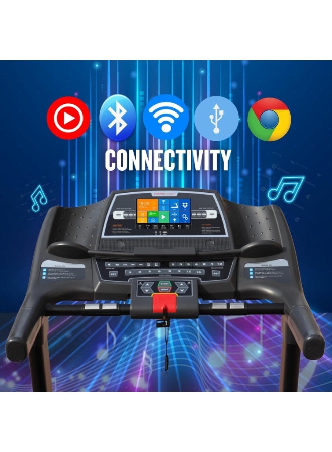 مارشال فيتنس LM-LF-1834 شاشة LCD 0-20٪ انحدار كهربائي منخفض الضوضاء 8 حصان محرك DC قابل للطي مع انحدار تلقائي للآيباد / حامل الهاتف وامتصاص الصدمات للاستخدام المنزلي - Image 2