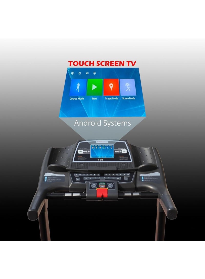 مارشال فيتنس LM-LF-1834 شاشة LCD 0-20٪ انحدار كهربائي منخفض الضوضاء 8 حصان محرك DC قابل للطي مع انحدار تلقائي للآيباد / حامل الهاتف وامتصاص الصدمات للاستخدام المنزلي - Image 3