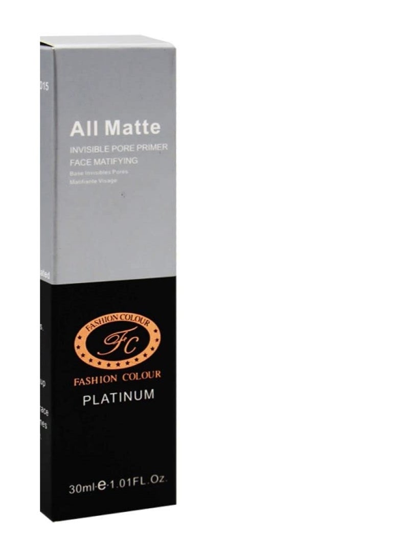 FASHION COLOUR PLATINUM All Matte Invisible Pore Primer | Oil-Free Matte Finish | Lightweight Gel Texture | Smoothens & Moisturizes Skin | All skin Types | 30ml - Image 2