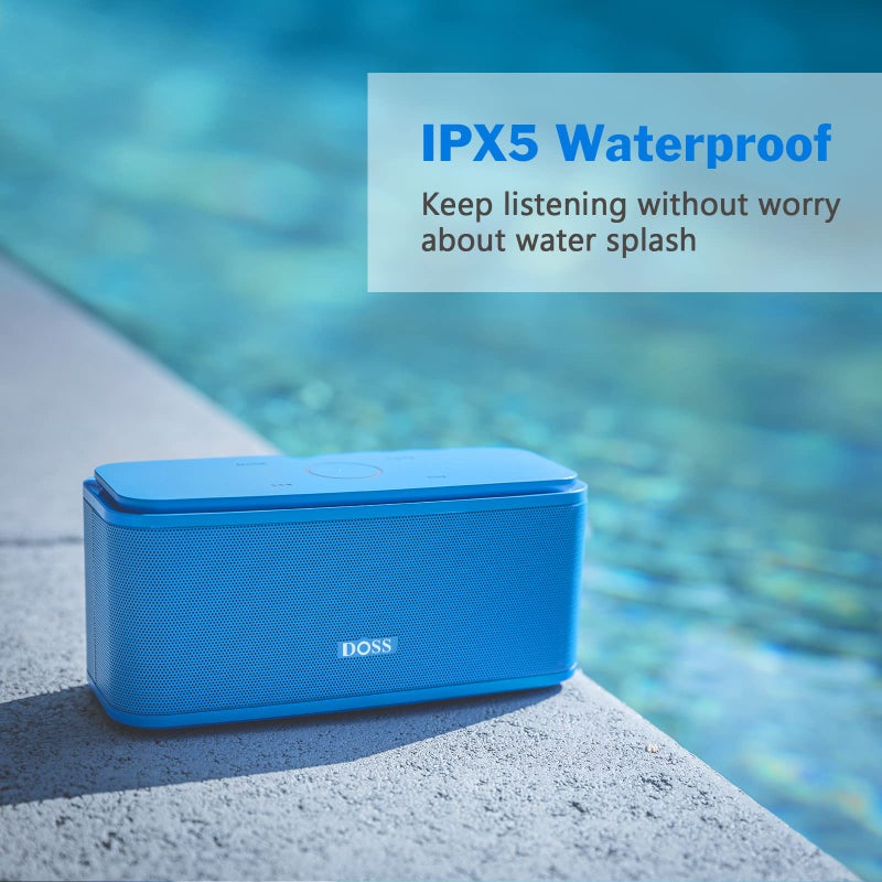 DOSS SoundBox Touch Wireless Bluetooth Speaker with 12W HD Sound and Bass, IPX5 Water-Resistant, 20H Playtime, Handsfree, Portable for Office, Home, Outdoor, Travel-Blue - Image 4
