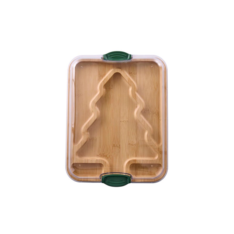 Farberware Tree Build-A-Board with Clear Locking Lid â€“ Holiday Prep and Serve Board for Charcuterie, Cookies, Candy, and Seasonal Entertaining - Image 2
