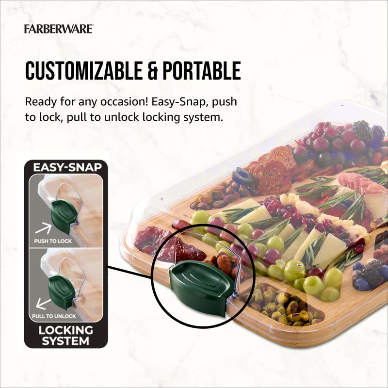 Farberware Tree Build-A-Board with Clear Locking Lid â€“ Holiday Prep and Serve Board for Charcuterie, Cookies, Candy, and Seasonal Entertaining - Image 4