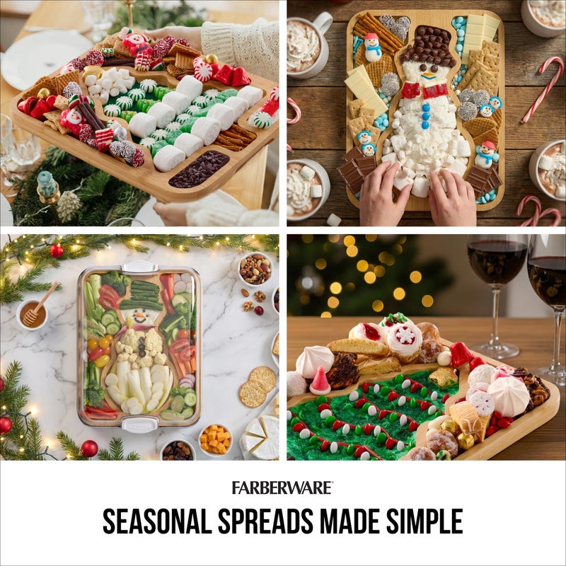 Farberware Tree Build-A-Board with Clear Locking Lid â€“ Holiday Prep and Serve Board for Charcuterie, Cookies, Candy, and Seasonal Entertaining - Image 5