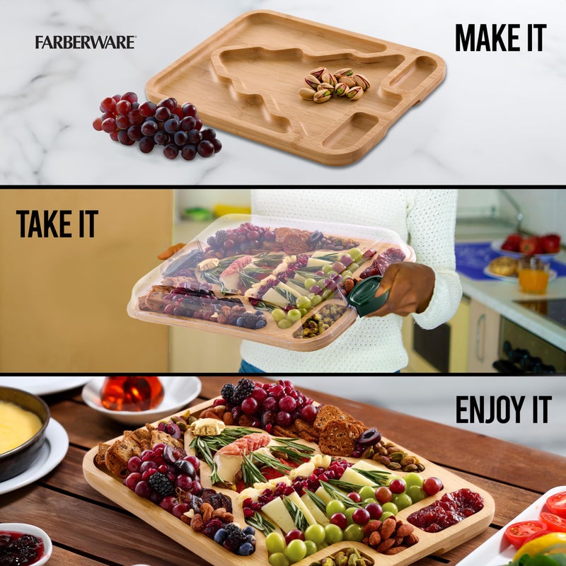 Farberware Tree Build-A-Board with Clear Locking Lid â€“ Holiday Prep and Serve Board for Charcuterie, Cookies, Candy, and Seasonal Entertaining - Image 3
