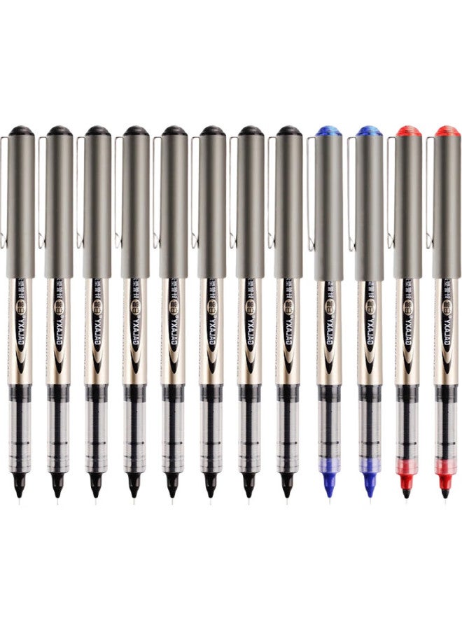Snowhite Pvn-166 High-Quality Direct Liquid Rollerball Pen, 8 Black, 2 Blue, 2 Red, Student Needle-Tip Pen, Powerful Writing Signature Pen, Exam-Specific Pen, 0.5Mm, 12 Pens/Box - Image 2